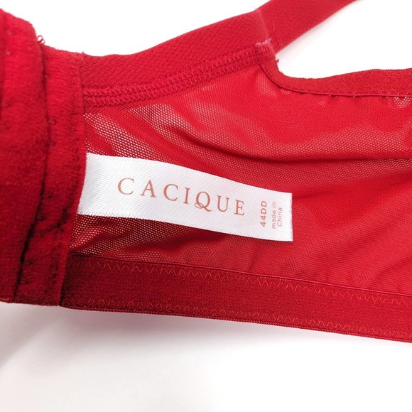 Cacique Bra Womens 44DD Balconette Modern Lace Red - Picture 6 of 8